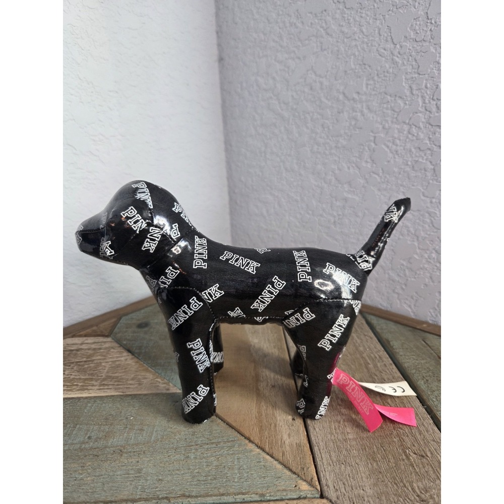 Victoria's Secret PINK Black White Small‎ Stuff Plush Dog COLLECTIBLE